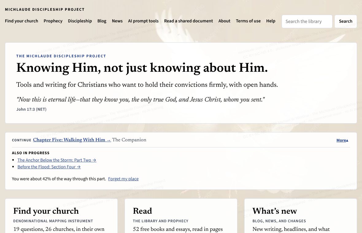 The home page with the Continue where you left off panel