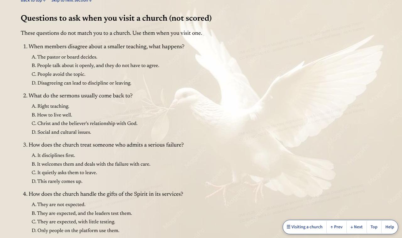 The Visiting a church part