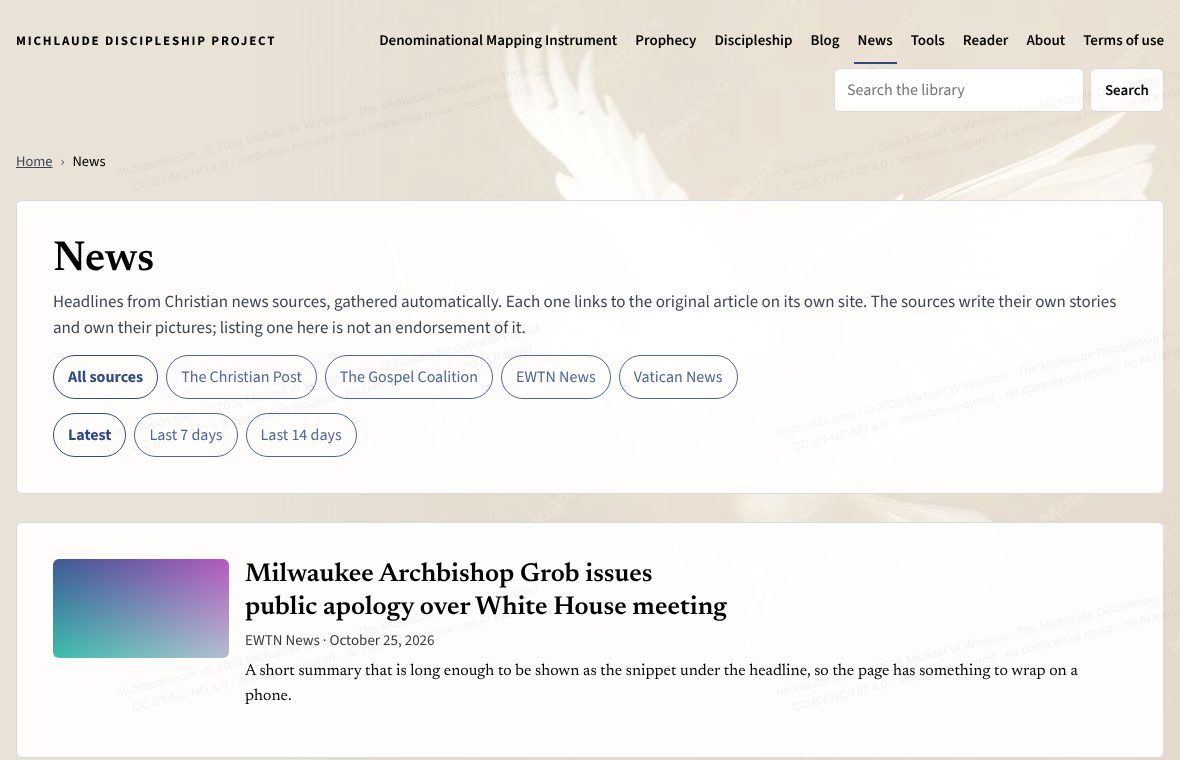 The News page