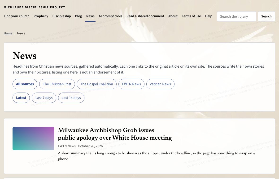 The News page