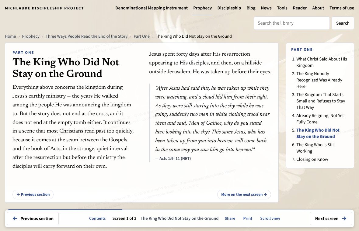 A book part in page view on a computer, with the bar at the foot