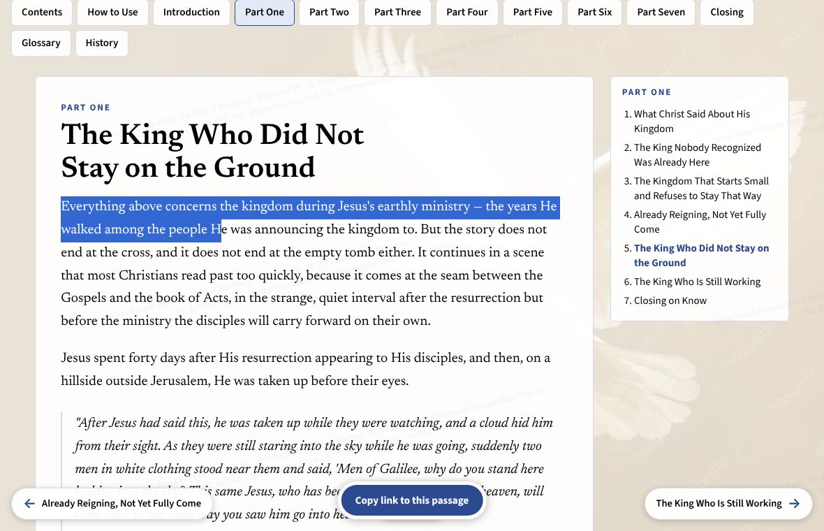 Selected text with the share bar